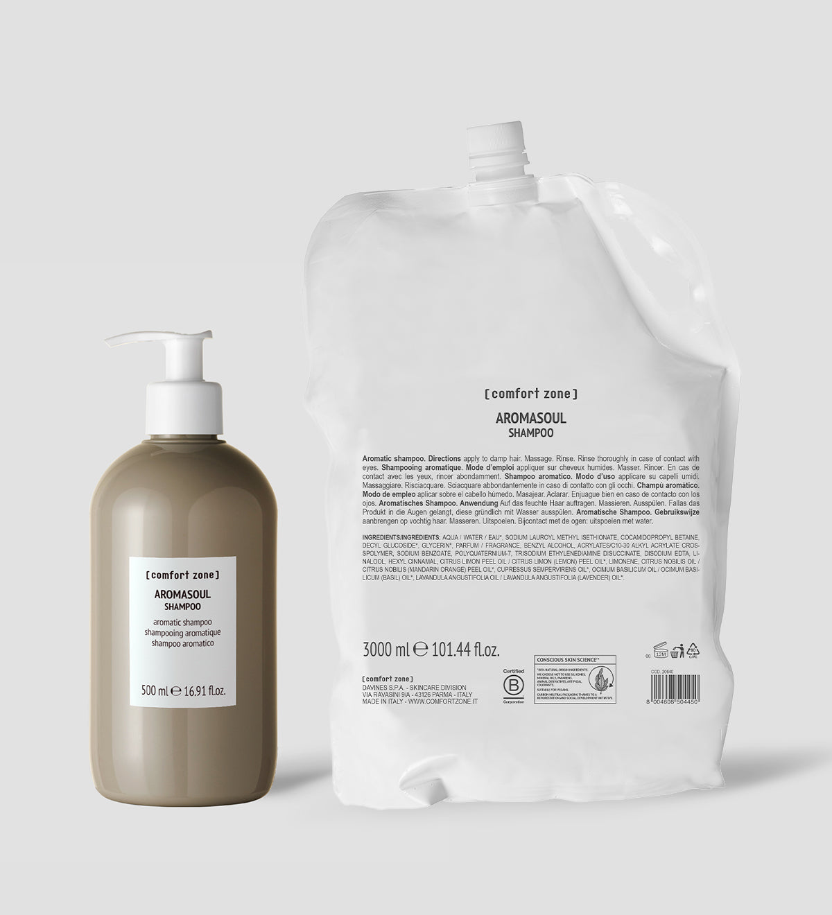 Comfort Zone: SET AROMASOUL SHAMPOO Shampoo aromatico 3L ricaricabile con dispenser-
